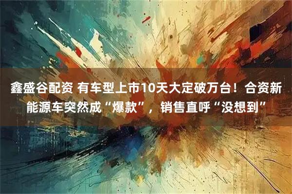 鑫盛谷配资 有车型上市10天大定破万台！合资新能源车突然成“爆款”，销售直呼“没想到”